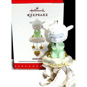Hallmark Ornament 2015 Little Blessing Godchild Christmas Baby Lamb Keepsake NEW